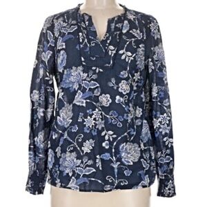 Talbots Blue and White Floral Blouse